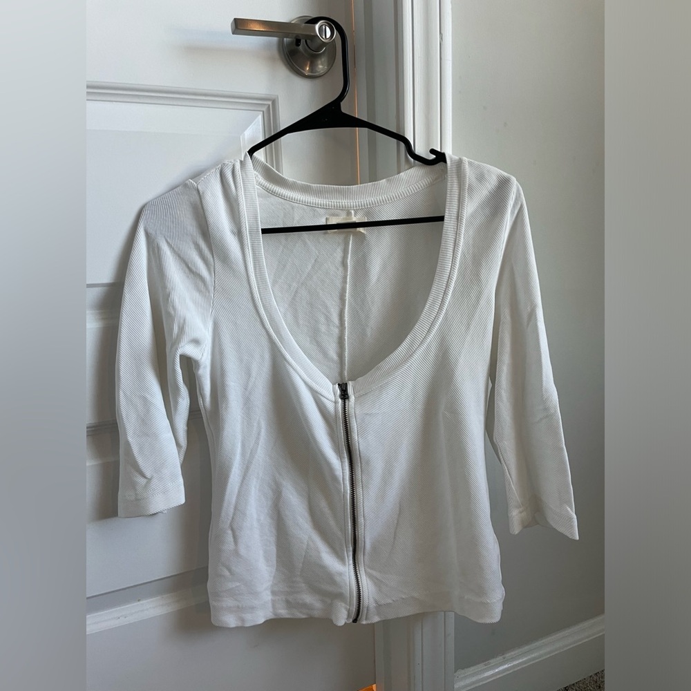 Maeve White Fitted 3/4 Sleeve Blouse